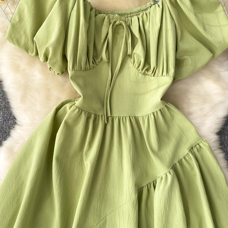 НОВОЕ женское платье с пышными рукавами и нерегулярной баской Vestido Elegante с квадратным воротником и оборками, модное корейское платье