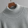 Осень-зима Винтажный свободный топ с длинными рукавами Однотонный пуловер Трикотажная одежда с полувысоким воротником Утолщенный свитер