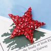 Blucome Christmas Brooch Full Red Five-pointed Star Corsage for Women Kids Sweater Hijab Pins Casual New Year Gifts