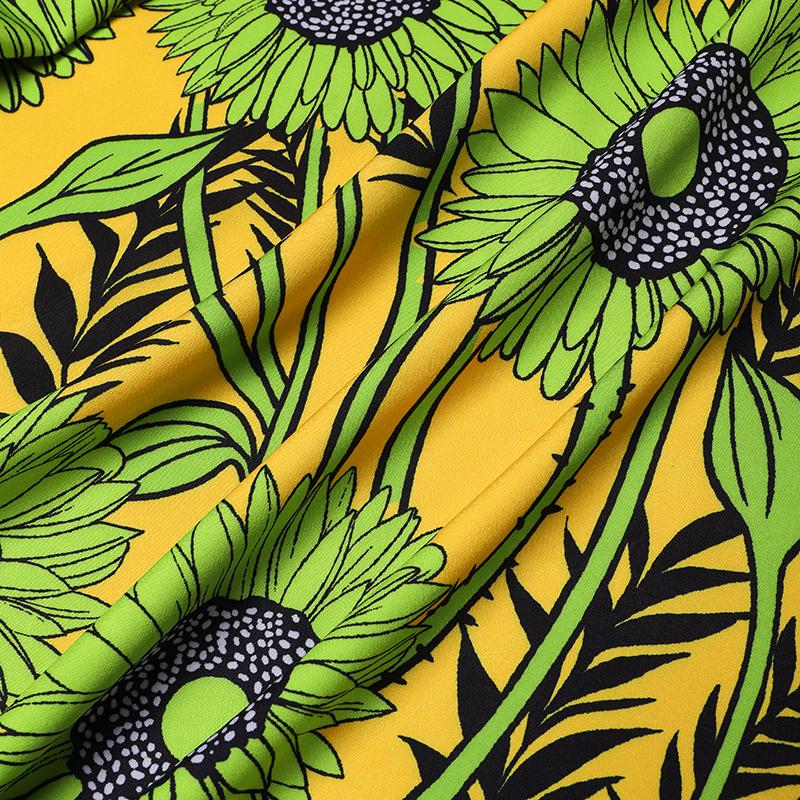 Женские платья большого размера с круглым вырезом и длинным рукавом с оборками и принтом