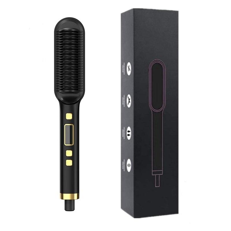 Выпрямитель для волос с ЖК-дисплеем, горячая расческа для выпрямления волос в сухом и влажном состоянии, турмалиновая керамическая щипцы для завивки и выпрямления волос