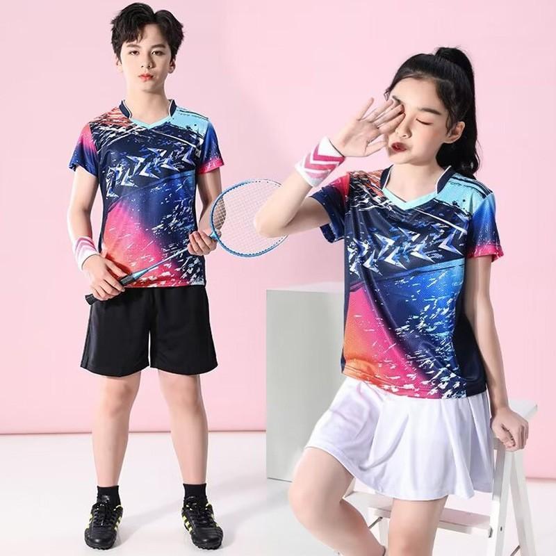 Breathable Quick-Dry Badminton Set Men Women Kids Sport T-Shirt Shorts Skort Athletic Wear