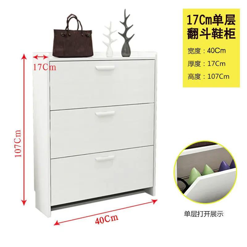 Shoe Cabinets Household Door Storage Ultra-Thin 17Cm Shoe Organizer Modern Simplicity Shoerack Large Space Solid Wood Shoe Rack