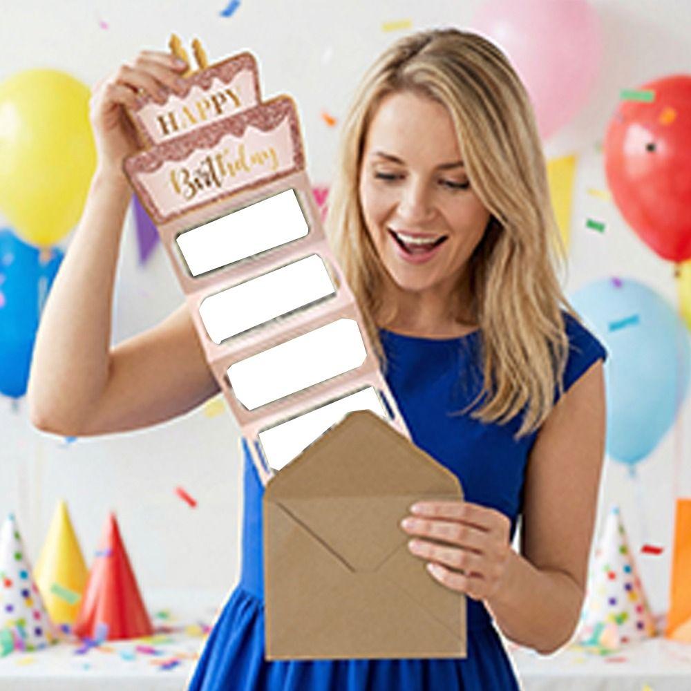 6/7 Слотов Карточка с Деньгами для Торта на День Рождения Наилучшие Пожелания Бумажные Конверты для Денег Традиционный Пустой Складной Держатель для Денег Вечеринка для Взрослых