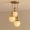 Modern Globe Pendant Light 3-Light Cluster Chandelier Mid-Century Brass Ceiling Fixture Dining Room Kitchen Entryway Lighting