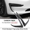 Для Tesla Model 3 Model Y 2017-2023 Глянцевый Черный/Карбон Передний Бампер Автомобиля Рамка Противотуманной Фары Спойлер-Нож Декор Комплект Обвеса Кузова