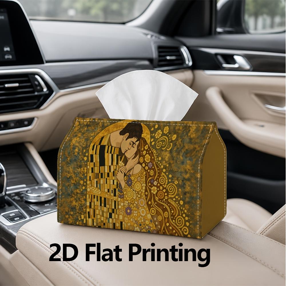 1pc, 2d Flat Printing, Tissue Box Golden Hour Kiss Pattern Printed Tissue Box, Suitable for Napkin Storage in Cars, Kitchens, and Restaurants, Home De
