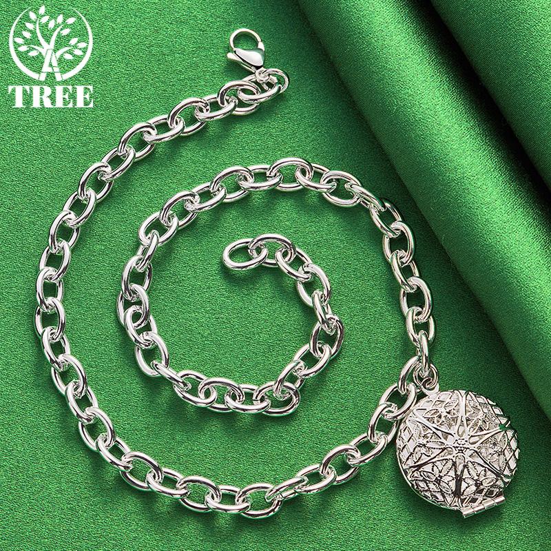 Korean 925 Sterling Silver Round Hollow Pendant Necklace High-Quality Fashion Jewelry For Women New Accessories Birthday Party