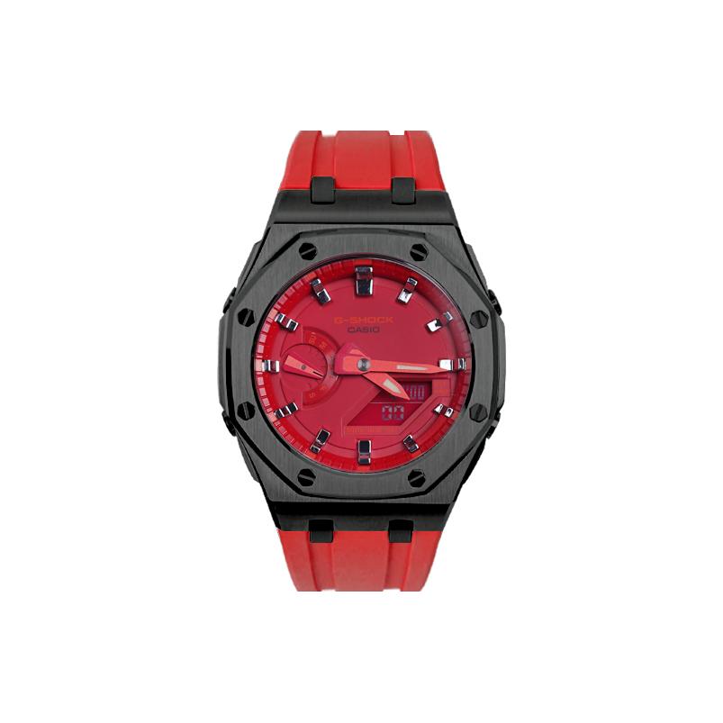 Casio Унисекс Жидкокристаллические, Аналоговые Двойной Дисплей Серия 44 мм Красные Часы GA-2100-4A(Часы1--)