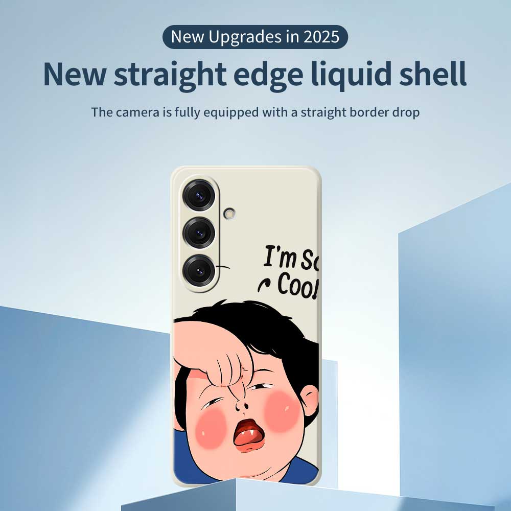For Samsung Galaxy S25 Case Make Faces Kid Pattern Printing Straight Edge TPU Phone Back Cover