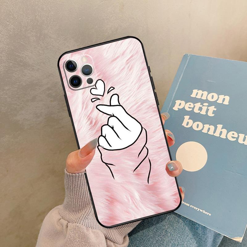 Чехол Kpop Рука Палец Сердце Для iPhone 17 Air 15 14 13 12 11 16 Pro Max 13 mini XR 15 16 Plus 16e Задняя Крышка