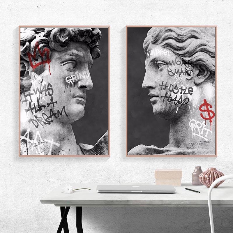 Скульптура Давида, статуя, картина маслом, современный граффити, художественный постер и печатная Настенная картина для гостиной