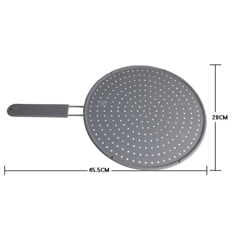 Silicone Splatter Screen With Handle Heat-resistant Oil Splash Guard Drain Board Cover Kitchen Frying Pan Lid Cooking Tools