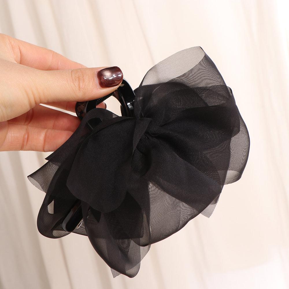 Large Chiffon Hair Claw Sweet Women Hair Grab Fashion Bow Shark Clip Lady