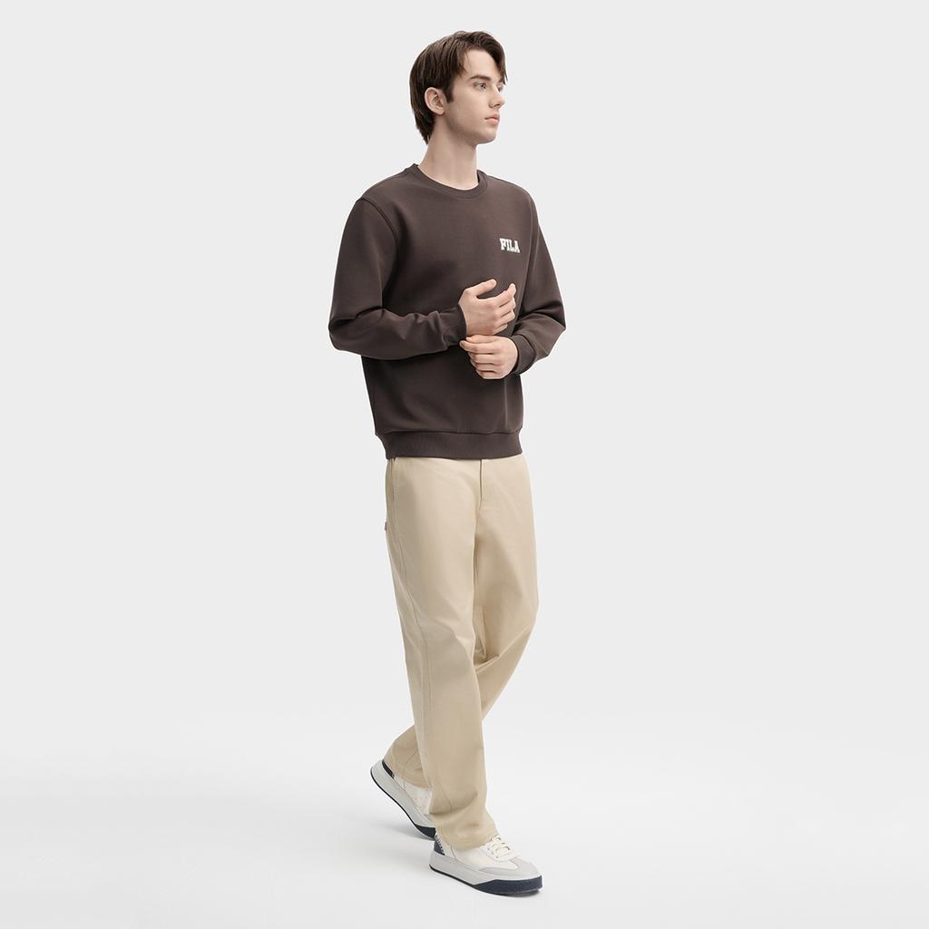 FILA Sweatshirts Men's Earth Umber Crew Neck Moderate Regular F11M439211FDR