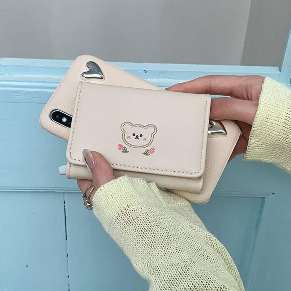 Multiple Card Slot Cute Tri-Fold Purses Kawaii Women Card Holder Storage Bag Coin Purse Daily