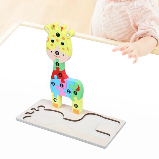 Красочные животные, змеи, крокодилы, игра-головоломка с доской, деревянные жирафы, познавательные 3D деревянные головоломки, блоки для детей ясельного возраста