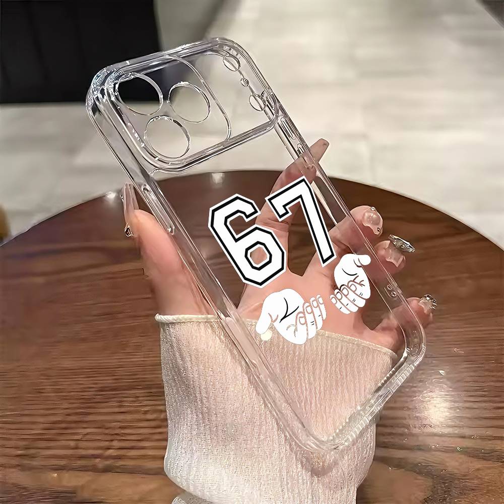 Чехол для телефона Six Seven 67 для iPhone 17 16 15 14 13 12 11 Mini Pro Max Plus Прозрачная крышка
