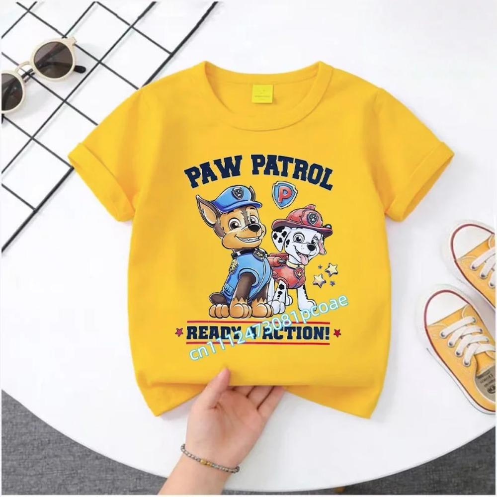 PAW Patrol Summer Short-sleeved 1-12 Years Old Children's T-shirt Boys Sweatshirt Girls Casual Tops Cartoon Printing
