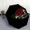 1pc Skull and Rose Tattoo Design Umbrella with Plastic Handle,Compact & Stylish,Cartoon Pattern,Outdoor UmbrellaPT477