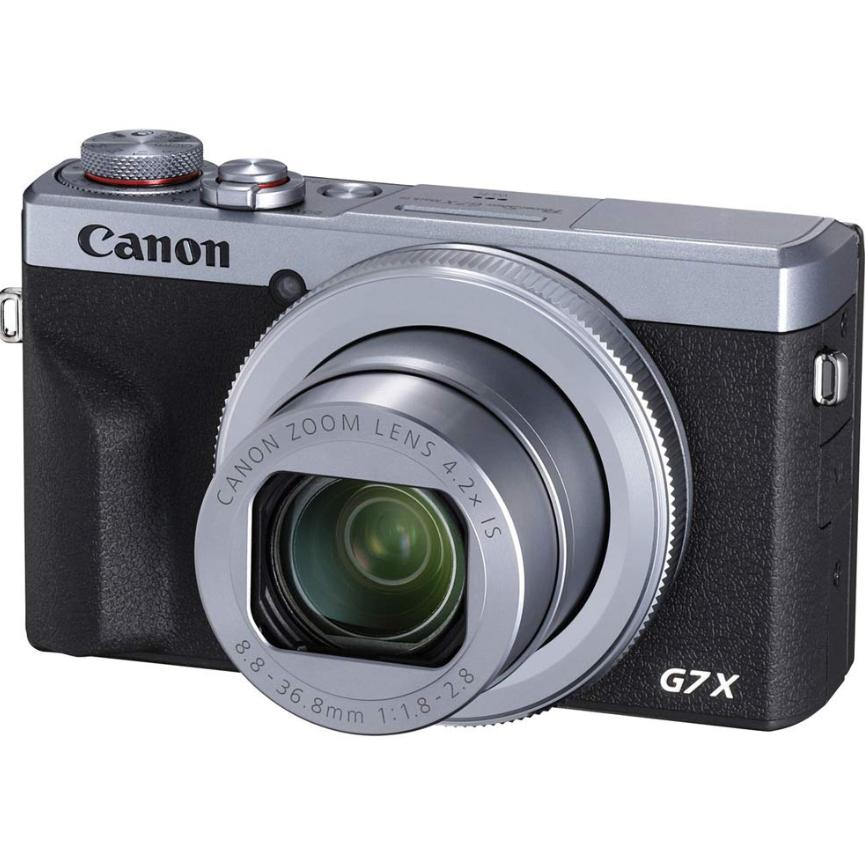 Компактная цифровая камера Canon PowerShot G7 X Mark III с оптическим зумом (Серебряный) 1,0-дюймовый сенсор, объектив F1.8, 4,2x