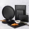 Japanese Wooden Tray Black Solid Wood Storage Cake Dessert Plate Restaurant Service Tray Kitchen Tableware Accessories
