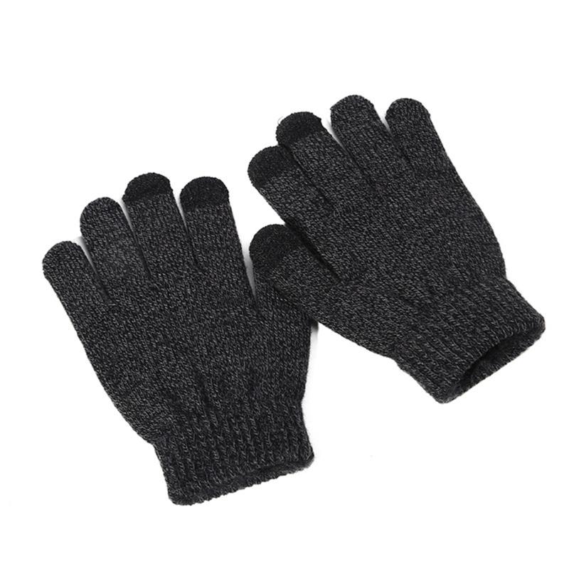 Kids Touches Screen Gloves Soft & Breathable Winter Warm Mittens Solid Knit Gloves for Outdoor Activities School Travel