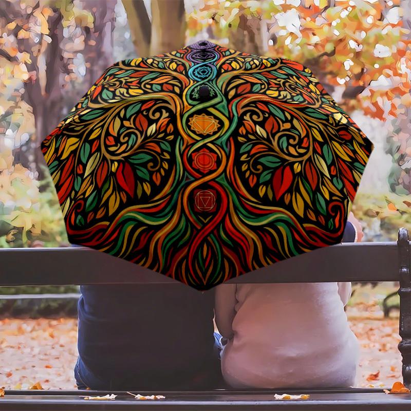 Tree of Life 5 Printed umbrella windproof folding umbrella portable sun and rain umbrella suitable for gifting