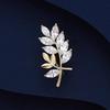 A High-end Women's Delicate Crystal Leaf Brooch with A Neckline Anti-glare Clasp