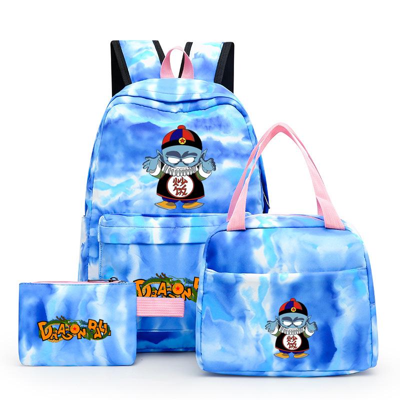 3Pcs/set Dragon Ball Colorful Backpack with Lunch Bag for Women Student Teenagers Rucksack Casual School Bags Sets