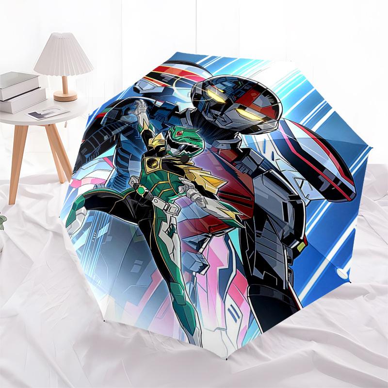 1pc Power Rangers Auto-Open Umbrella, Portable 3-Fold Design with 8-Bone Iron Frame, Outdoor Umbrella, Perfect Gift for Fans, Travelers, Everyday Use,