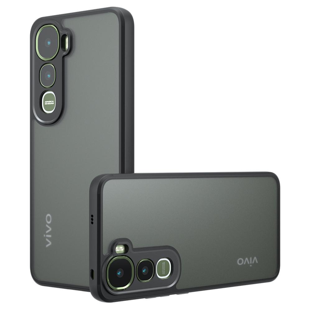 For vivo Y400 4G Case Skin-Touch TPU + PC Matte Phone Back Cover, Transparent Black