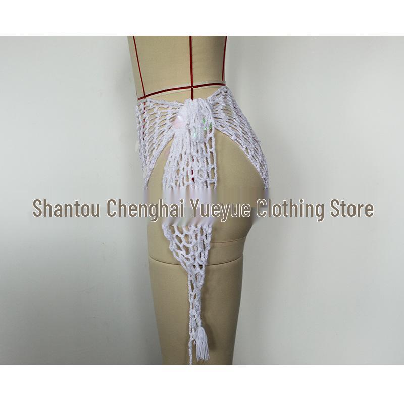 Hand-Crocheted Sequin Bikini Cover-Up Skirt