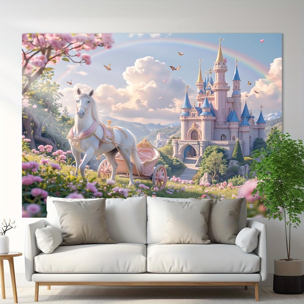 1 piece, a background fabric for party banners, featuring a princess castle pattern, suitable for various occasions