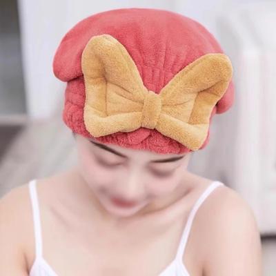 Шапочка для сушки волос, быстросохнущий женский пуловер, милый бант, супервпитывающая шапочка для ванны, полотенце для сушки волос для взрослых, не линяет