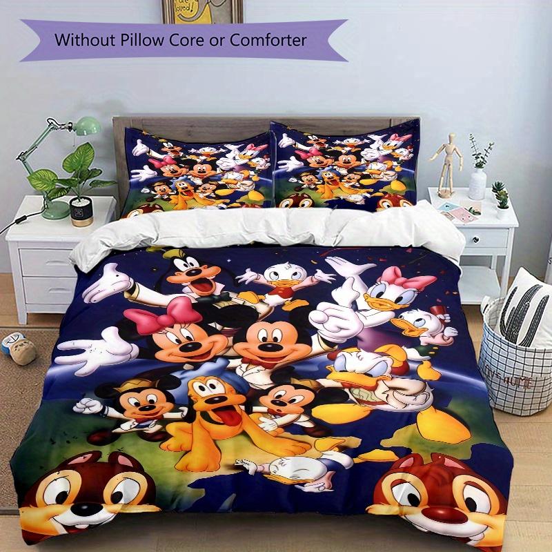 3pcs Disney Classic Characters Quilt Cover Set (1 Quilt Cover + 2 Pillowcases Without Pillow Core), High-Definition Printing for Home and Do