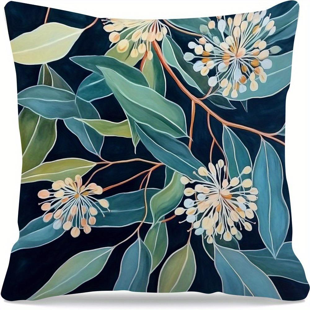 Boho Eucalyptus Flower Pillow Cover Watercolor Botanical Print Soft Cushion Case For Sofa Bed Couch Nature Boho Home Decor