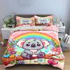 Cute Koala Rainbow Bedding Set Bedding Duvet Cover Set Duvet Cover Pillowcases (1 * Duvet Cover 2 * Pillowcases, without duvet insert)