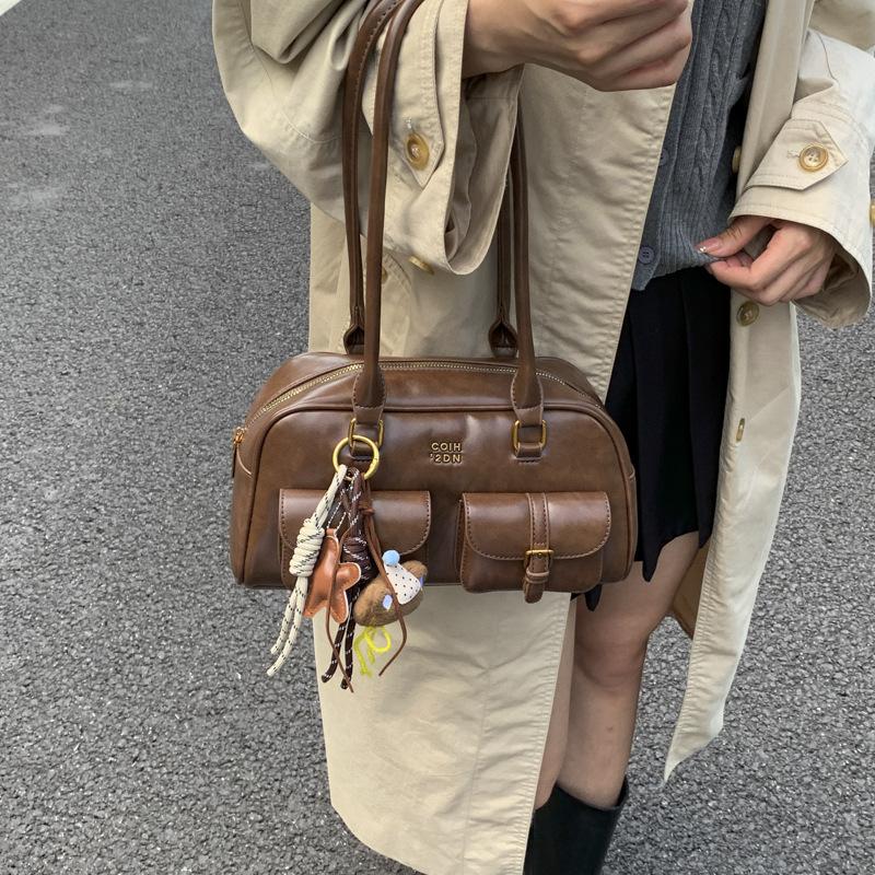 Популярная в этом году женская сумка-бостон большого объема, новая осенне-зимняя, в стиле ретро, на плечо, подмышку, для поездок на работу, сумка-подушка