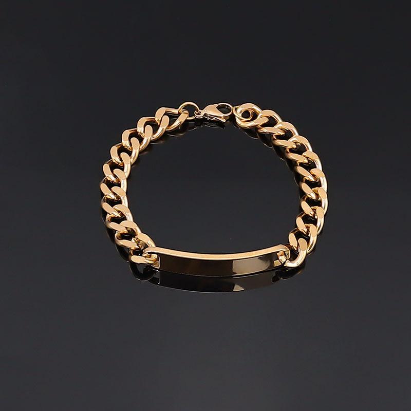 Титановая сталь не выцветает крутой мужской грубый хип-хоп плоский браслет из нержавеющей стали с надписью