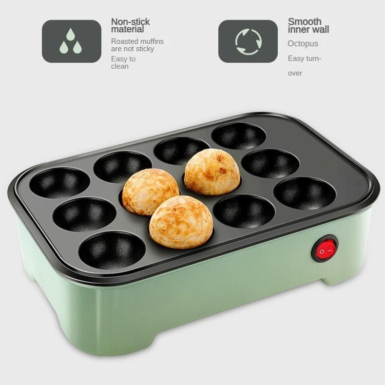 220V 12 Holes Chibi Maruko Baking Machine Household Electric Takoyaki Maker Octopus Balls Grill Pan Professional Cooking Tools