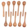 10pcs Wooden Spoon Children"s Tableware Mini Round Seasoning Spoon with Long Handle for