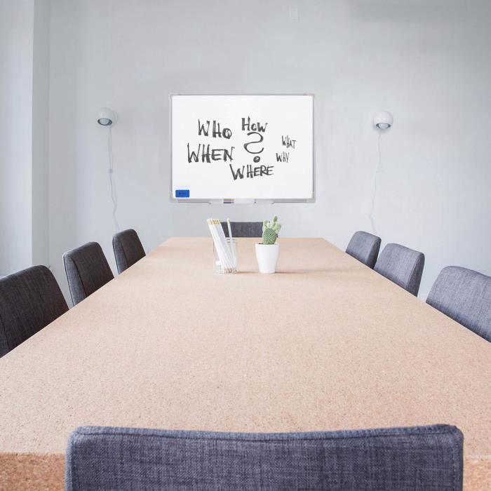 Tableau Blanc Magnétique - SPRINGOS - 90x60 cm - Aluminium - Bords Arrondis - Inscription