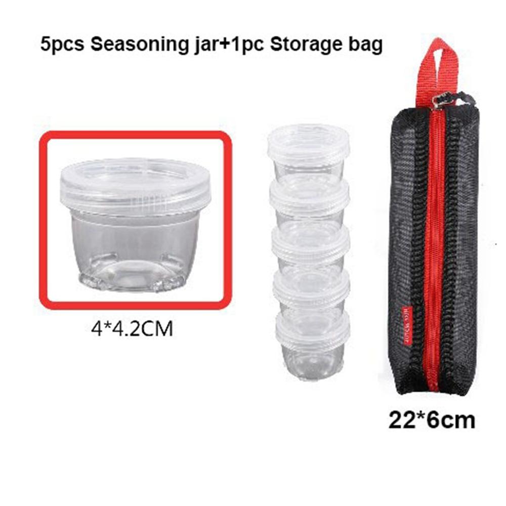 1/2/3/5pcs Portable Camping Seasoning Kit Mulistyles PET/Stainless Steel Travel Salt Pepper Container Bag 4