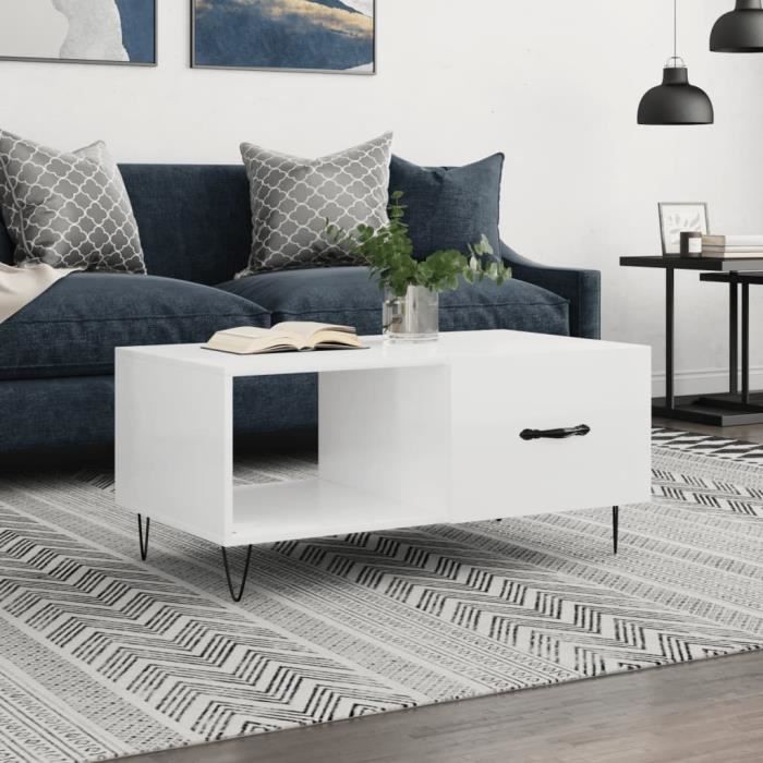 VidaXL Coffee Table High Gloss White 90x50x40 Cm Engineered Wood 829206