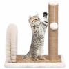 Cat Tree - vidaXL - 49x29x42 Cm - Brown and White - Scratching Post and Grooming Brush