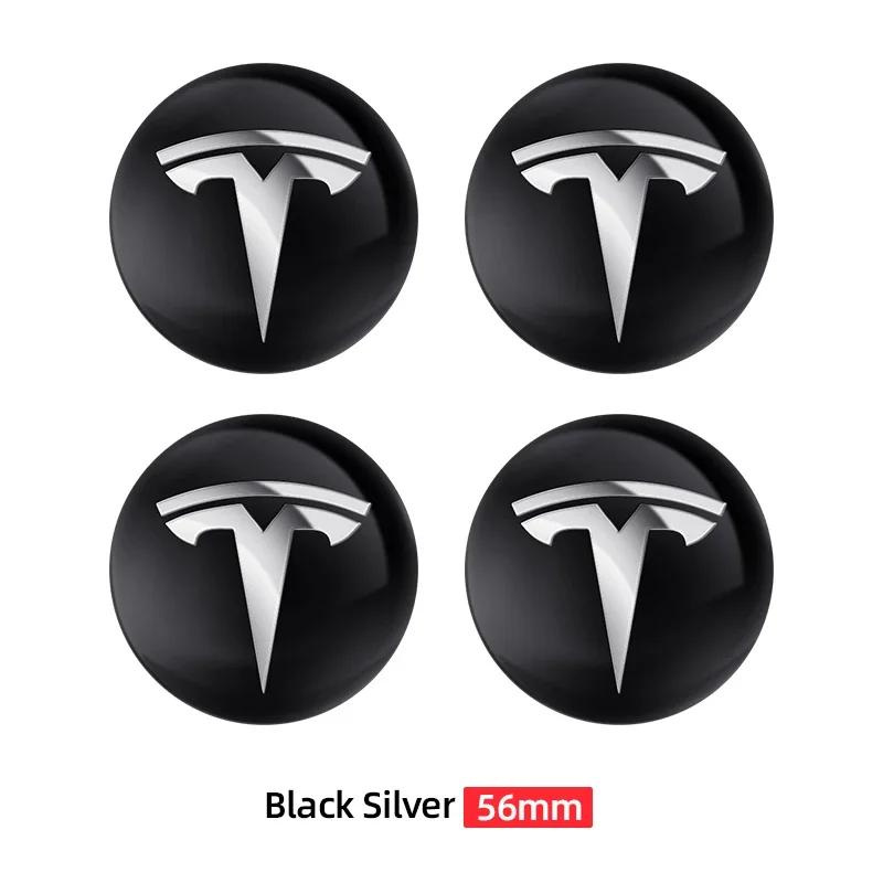 4Pcs 56mm Car Wheel Center Hub Caps Emblem Stickers Auto Rim Cover Accessories For Tesla Model 3 S X Y Roadster SpaceX