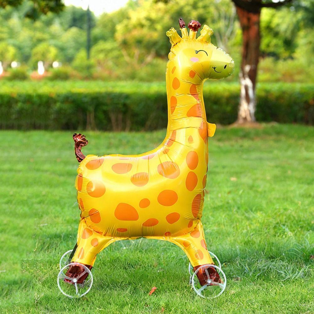 Алюминиевые фольгированные шары Мультяшный дизайн Шары с животными Шары-жирафы Стоячие шары Тема джунглей