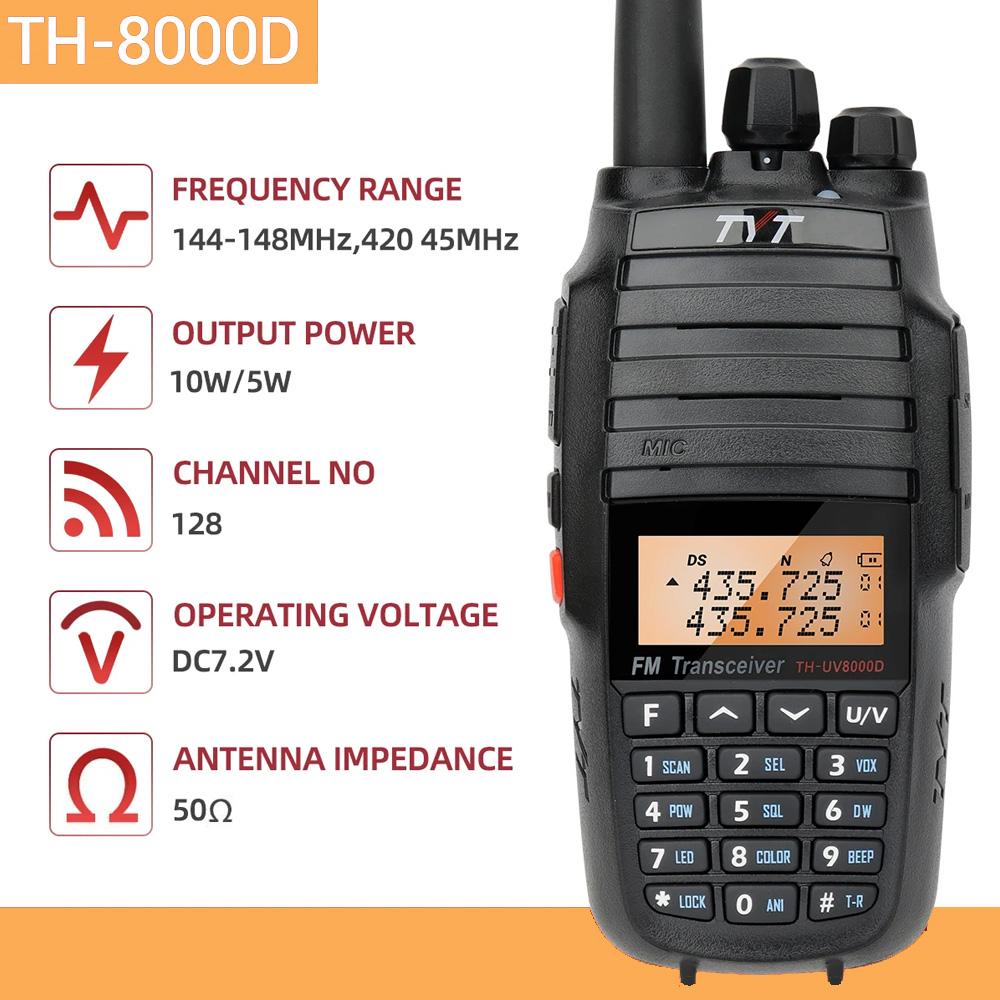TYT TH-UV8000D Высокомощный 10 Вт двухдиапазонный портативный трансивер 10 км любительская двухсторонняя радиосвязь с функцией кросс-диапазона FM-радио