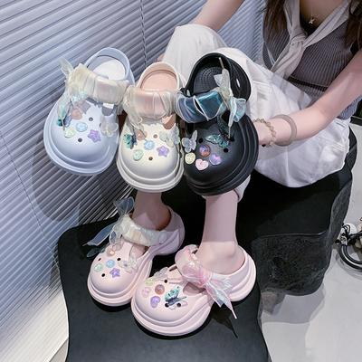 Туфли на толстой подошве с увеличивающей рост подошвой, весенне-летние новинки, милые сандалии-шлепки для пляжа, женские